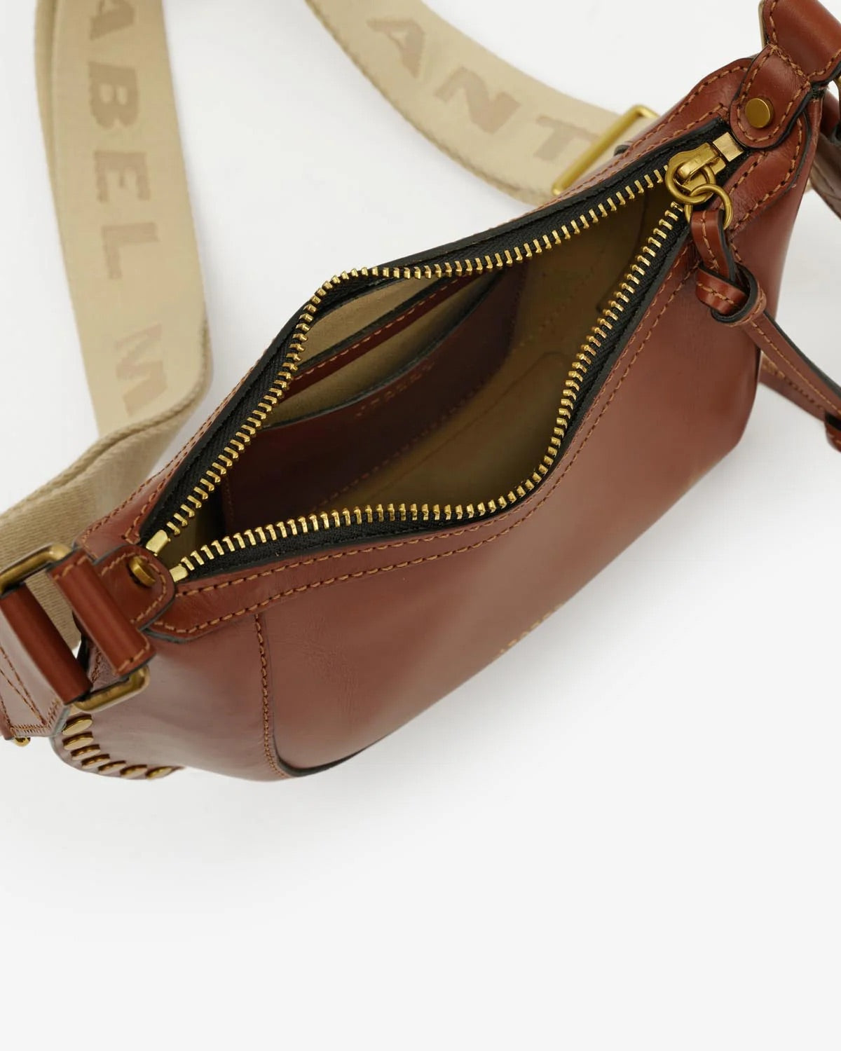 Mini Oskan Moon shoulder strap, cognac