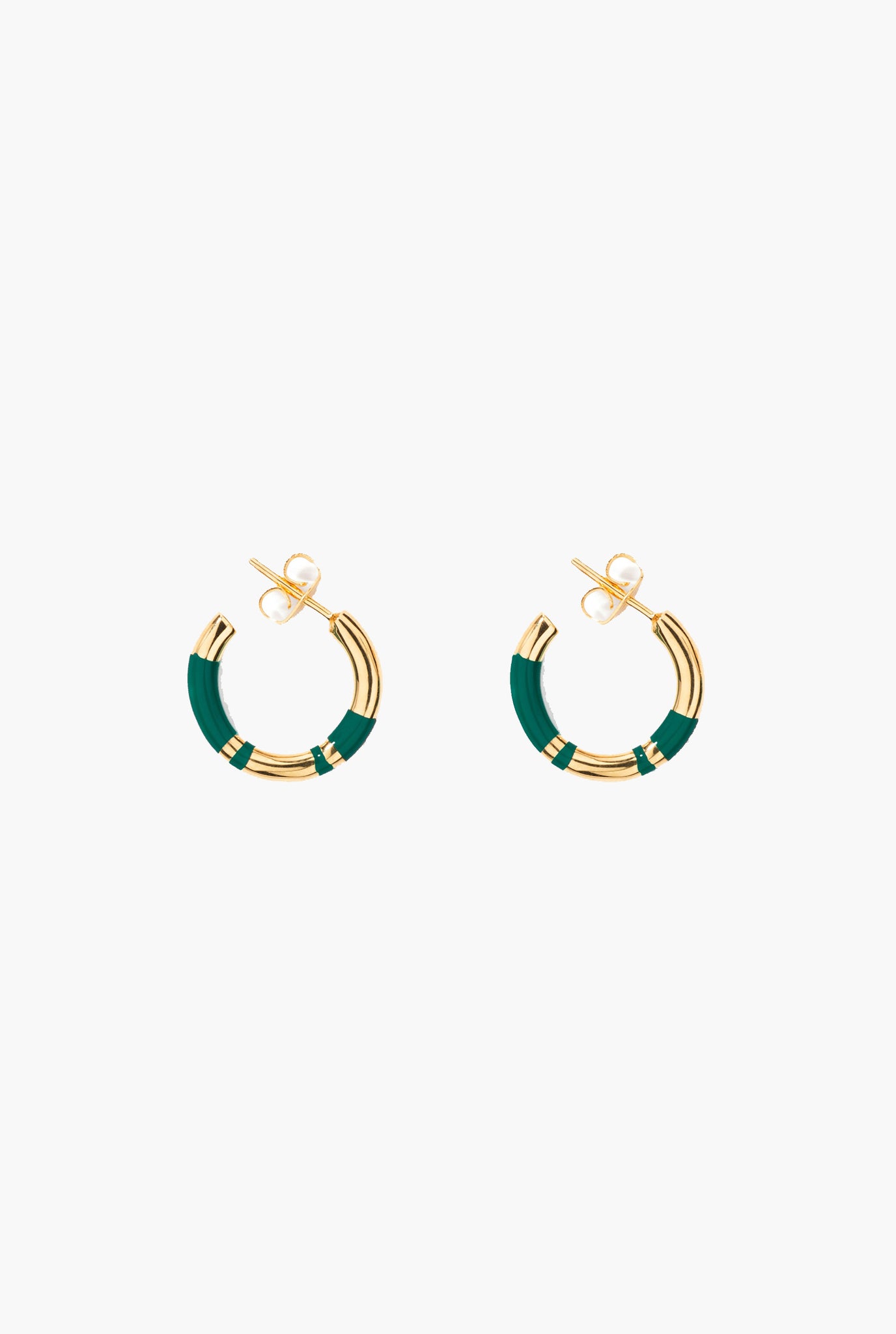 Positano mini hoop earrings, emerald