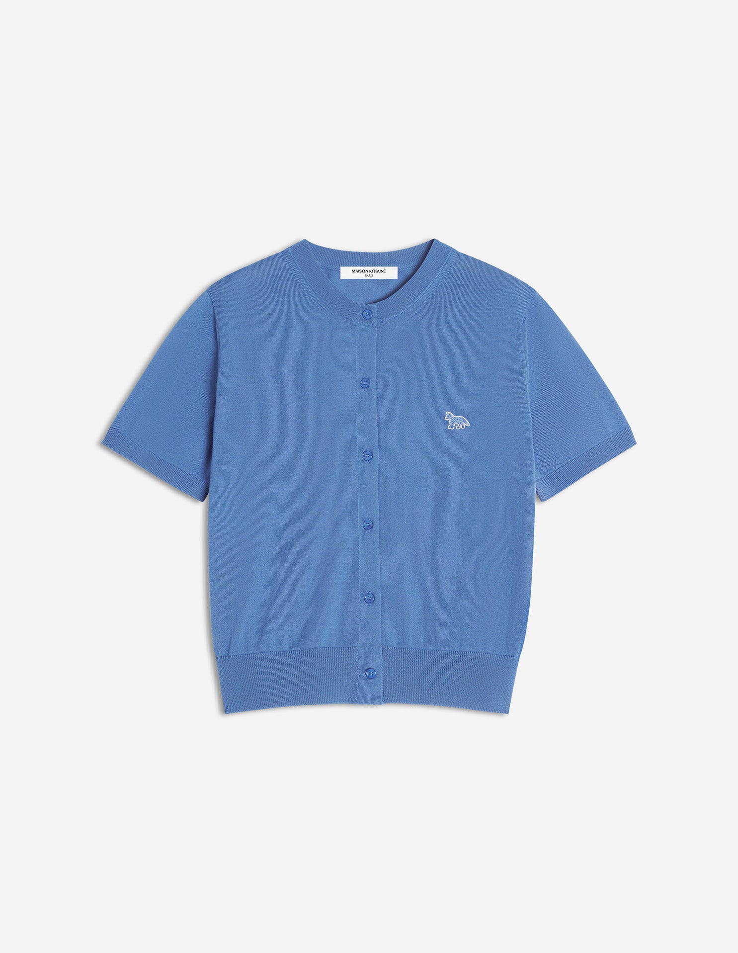 Baby Fox Fine Merino Short Sleeve Cardigan, Lapis