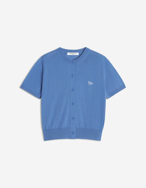Baby Fox Fine Merino Short Sleeve Cardigan, Lapis