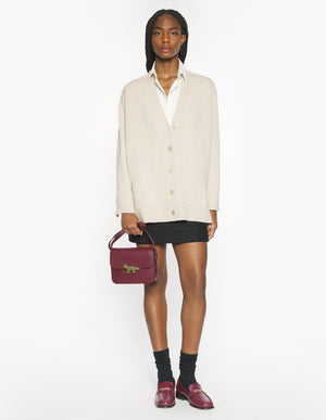 Merino Wool Long Cardigan, Light Beige Mélange