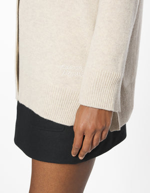 Merino Wool Long Cardigan, Light Beige Mélange