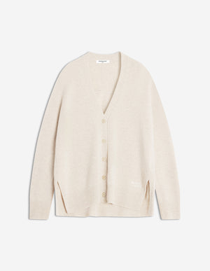 Merino Wool Long Cardigan, Light Beige Mélange