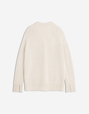 Merino Wool Long Cardigan, Light Beige Mélange