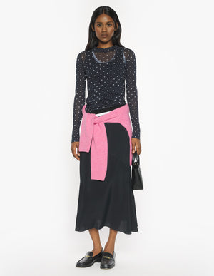 Polka Dot Mesh Top, Black/White