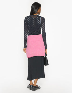 Polka Dot Mesh Top, Black/White