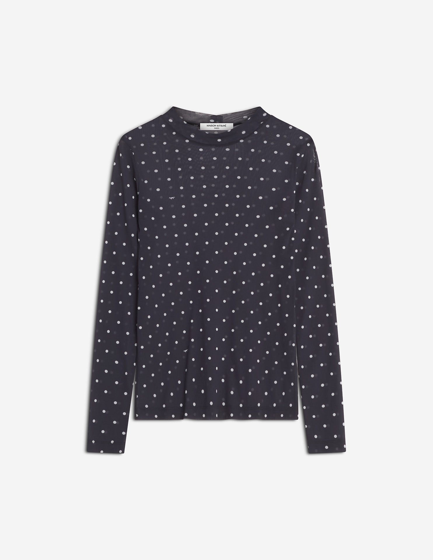 Polka Dot Mesh Top, Black/White