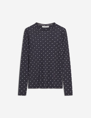 Polka Dot Mesh Top, Black/White