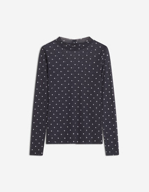 Polka Dot Mesh Top, Black/White