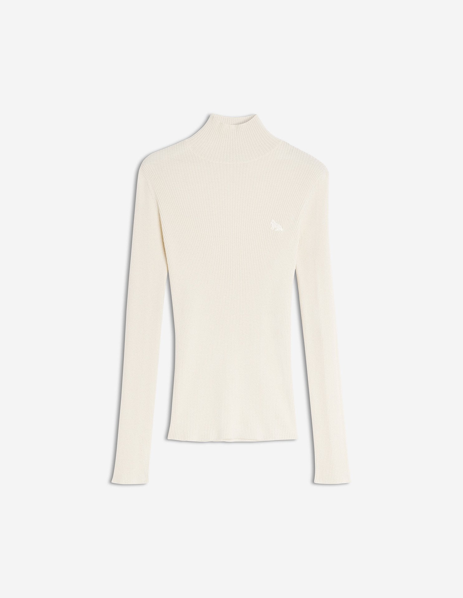 Baby Fox Fine Wool Rib Turtleneck Jumper, Ecru