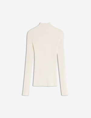 Baby Fox Fine Wool Rib Turtleneck Jumper, Ecru