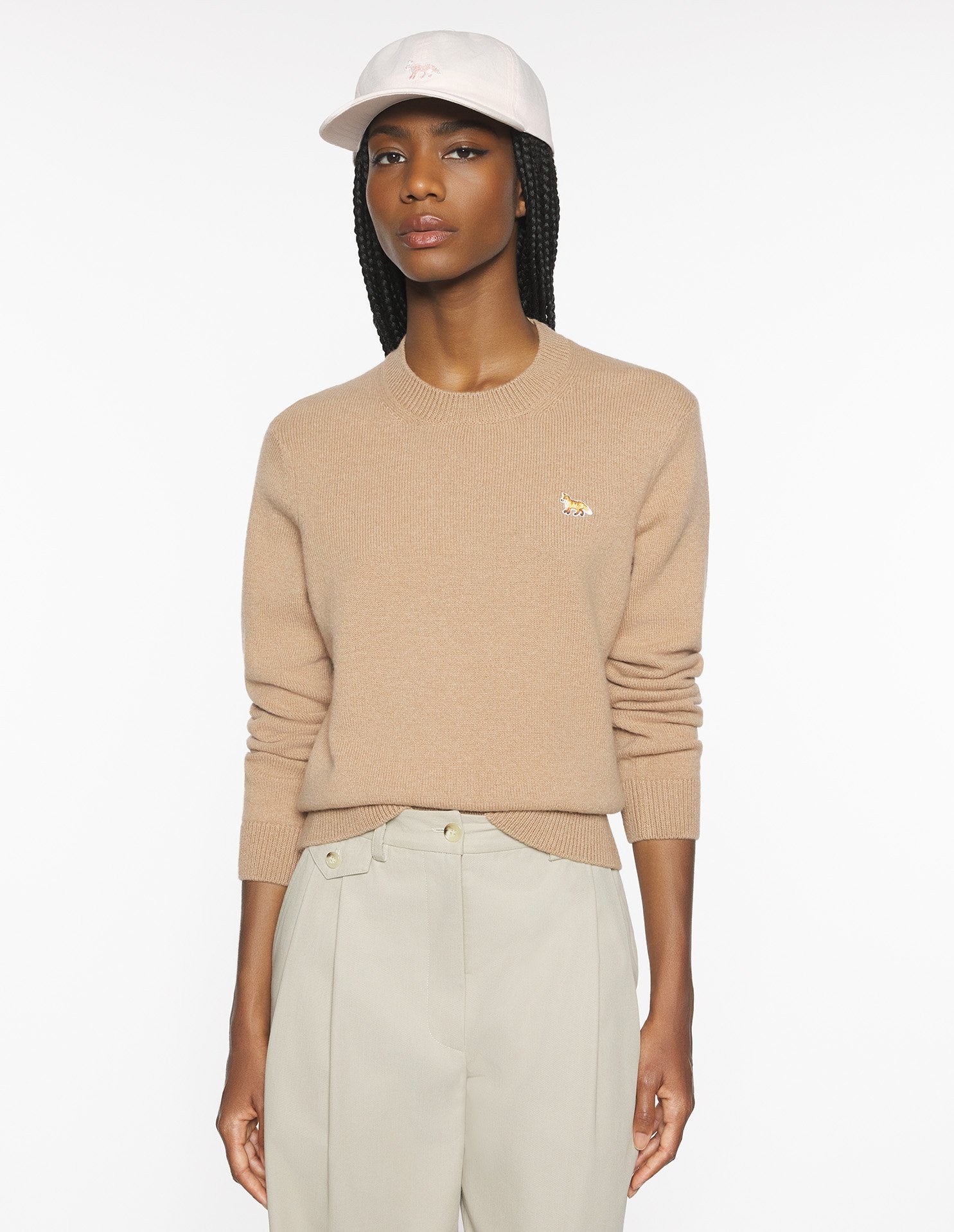 Baby Fox Lambswool Regular Jumper, Canvas Brown