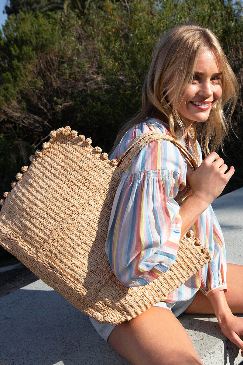 Large raphia tote, bubbles