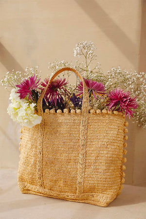 Large raphia tote, bubbles