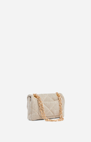 Linen Nano moon handbag, sand