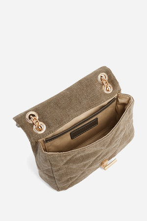 Linen Nano moon handbag, khaki