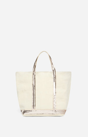 Medium linen cabas tote, ivory