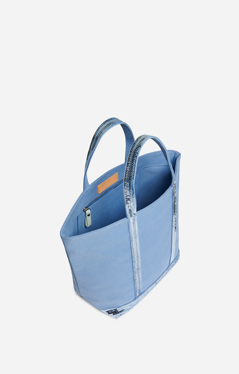 Medium canvas & sequin cabas tote, Ocean