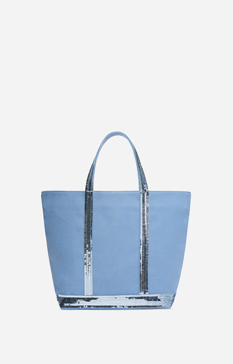 Medium canvas & sequin cabas tote, Ocean