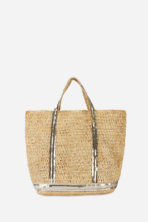 Medium raphia tote, gold