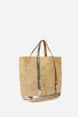 Medium raphia tote, gold