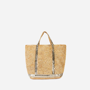 Medium raphia tote, gold