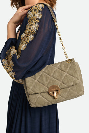 Linen Moon handbag, khaki