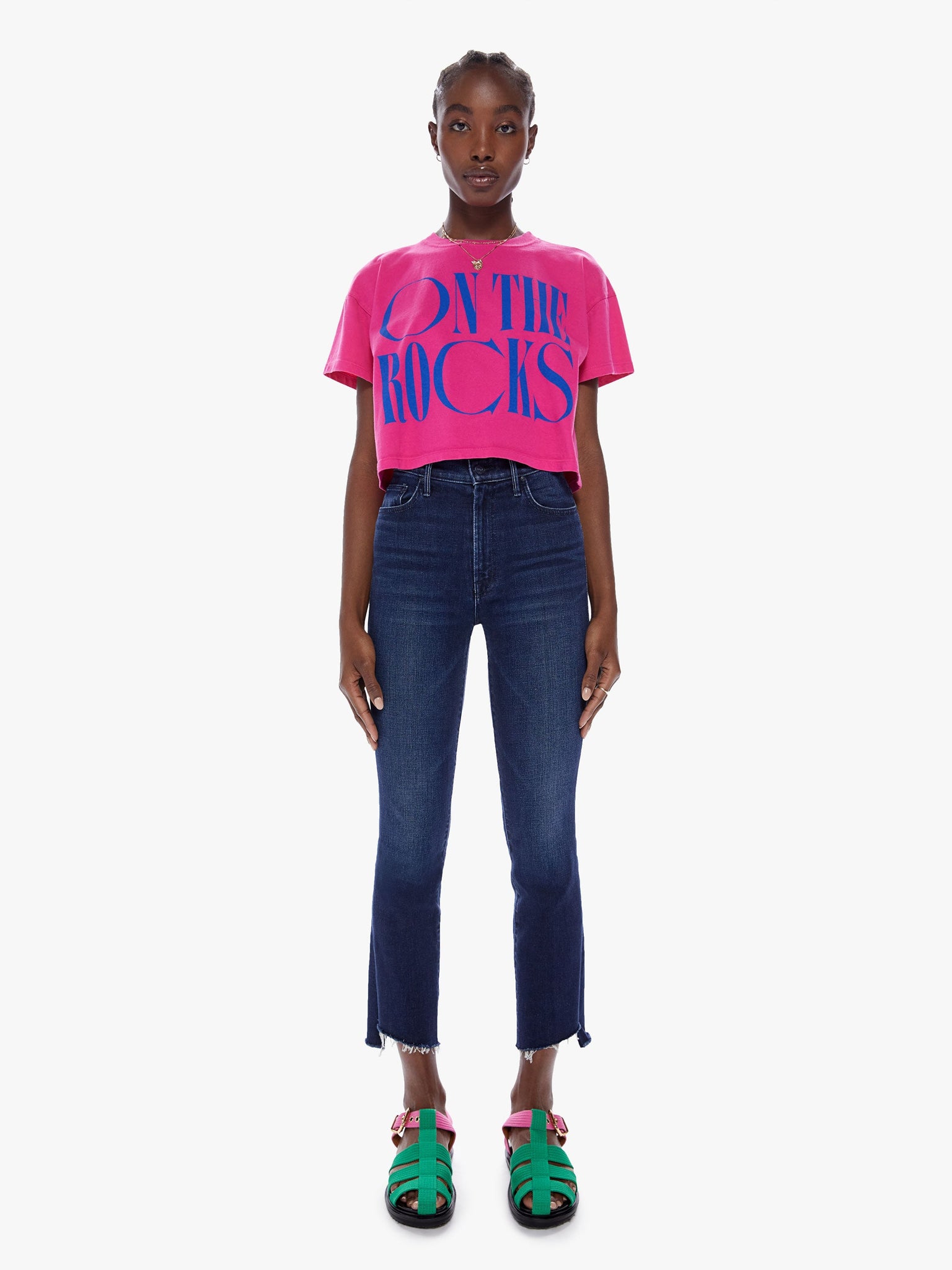The Grab back crop tee, on the rocks