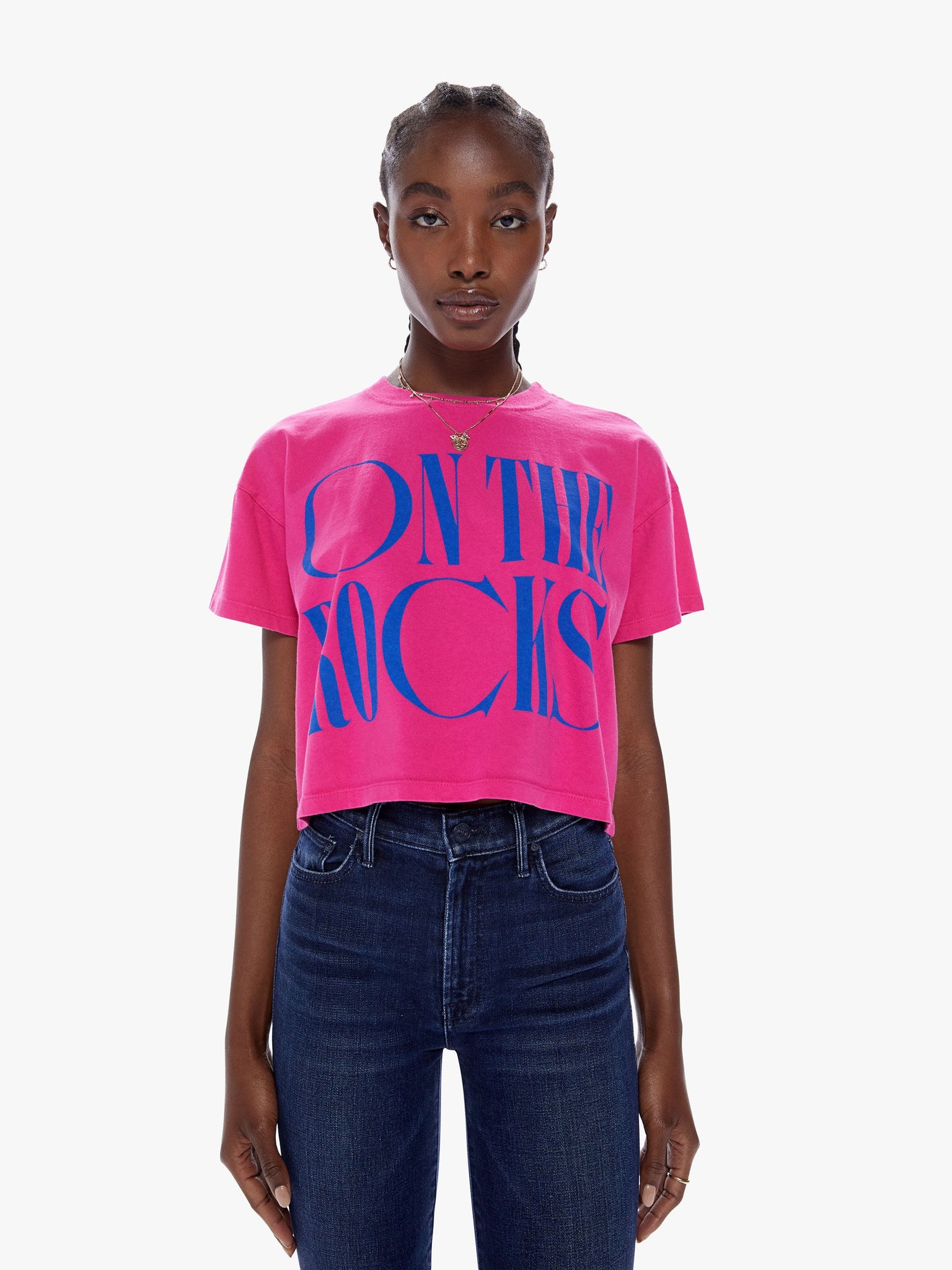 The Grab back crop tee, on the rocks