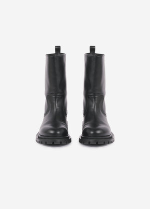 Short black leather boots
