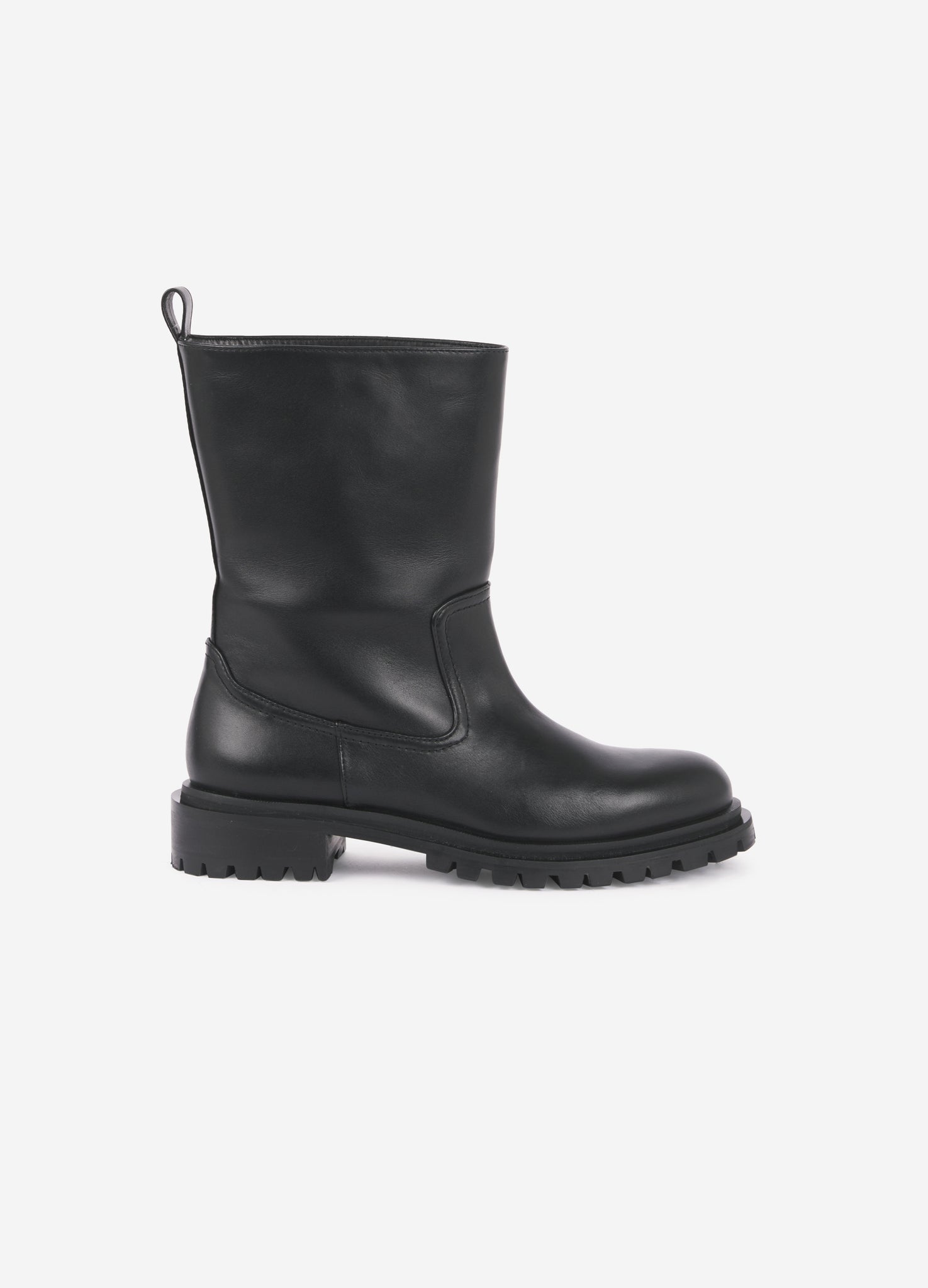 Short black leather boots