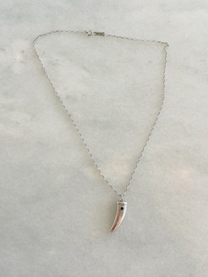 LONG silver horn necklace