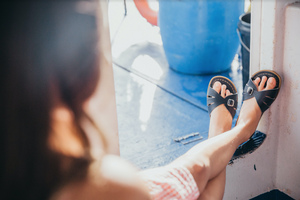 Saltwater classic slides, navy