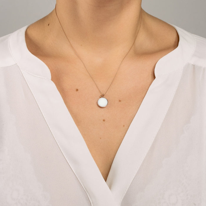 EVER white agate disc on chain