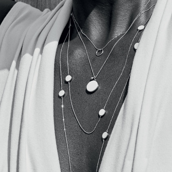 EVER white agate disc on chain