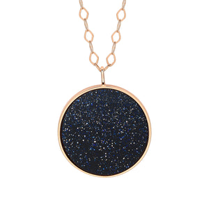 Jumbo Ever Blue Sandstone Disc on chain