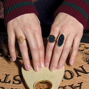 Anja Blue Sandstone Disc ring - 52