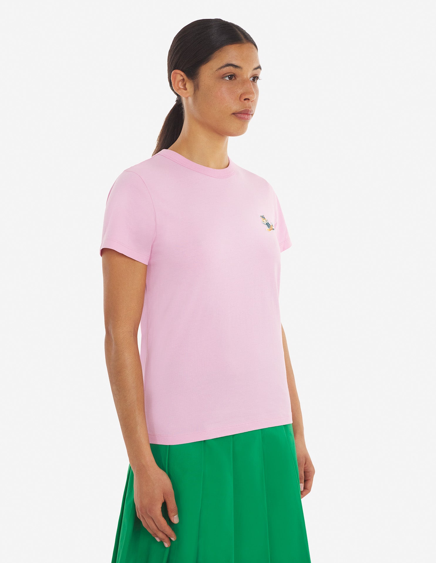 Dressed fox patch t-shirt, Dusty Rose
