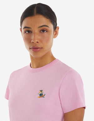 Dressed fox patch t-shirt, Dusty Rose
