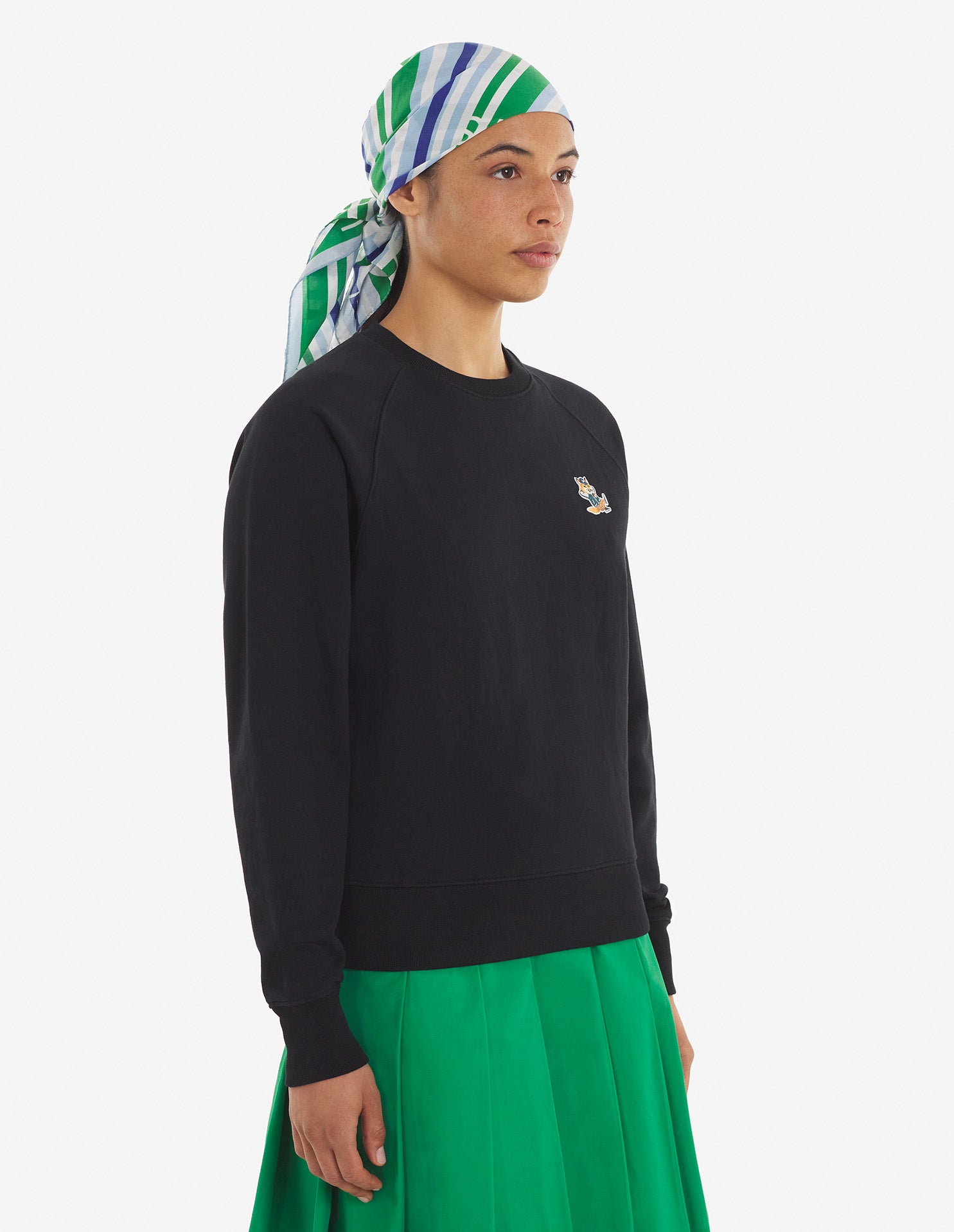 Dressed fox patch adjusted sweatshirt, black