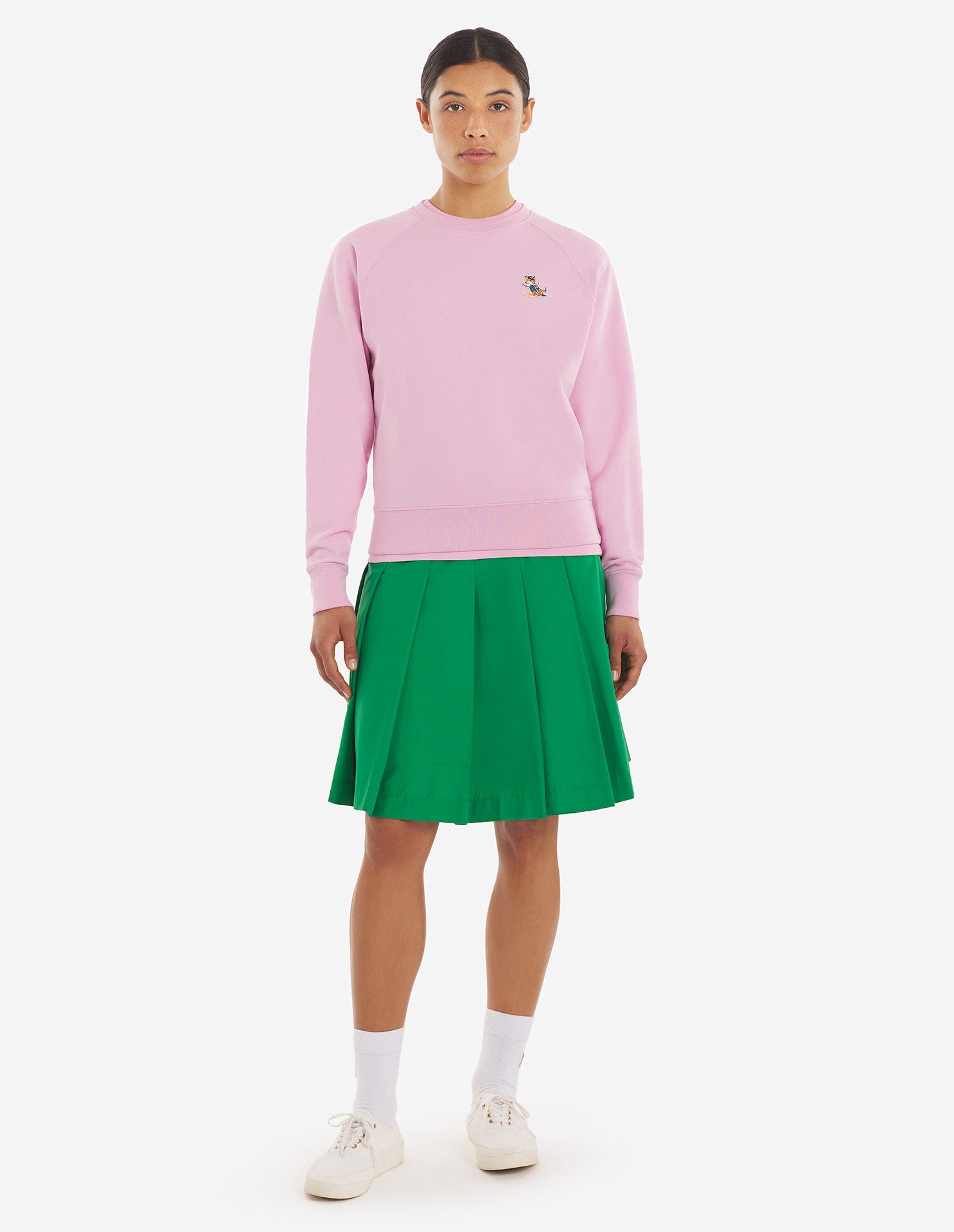 Dressed fox patch adjusted sweatshirt, Dusty Rose
