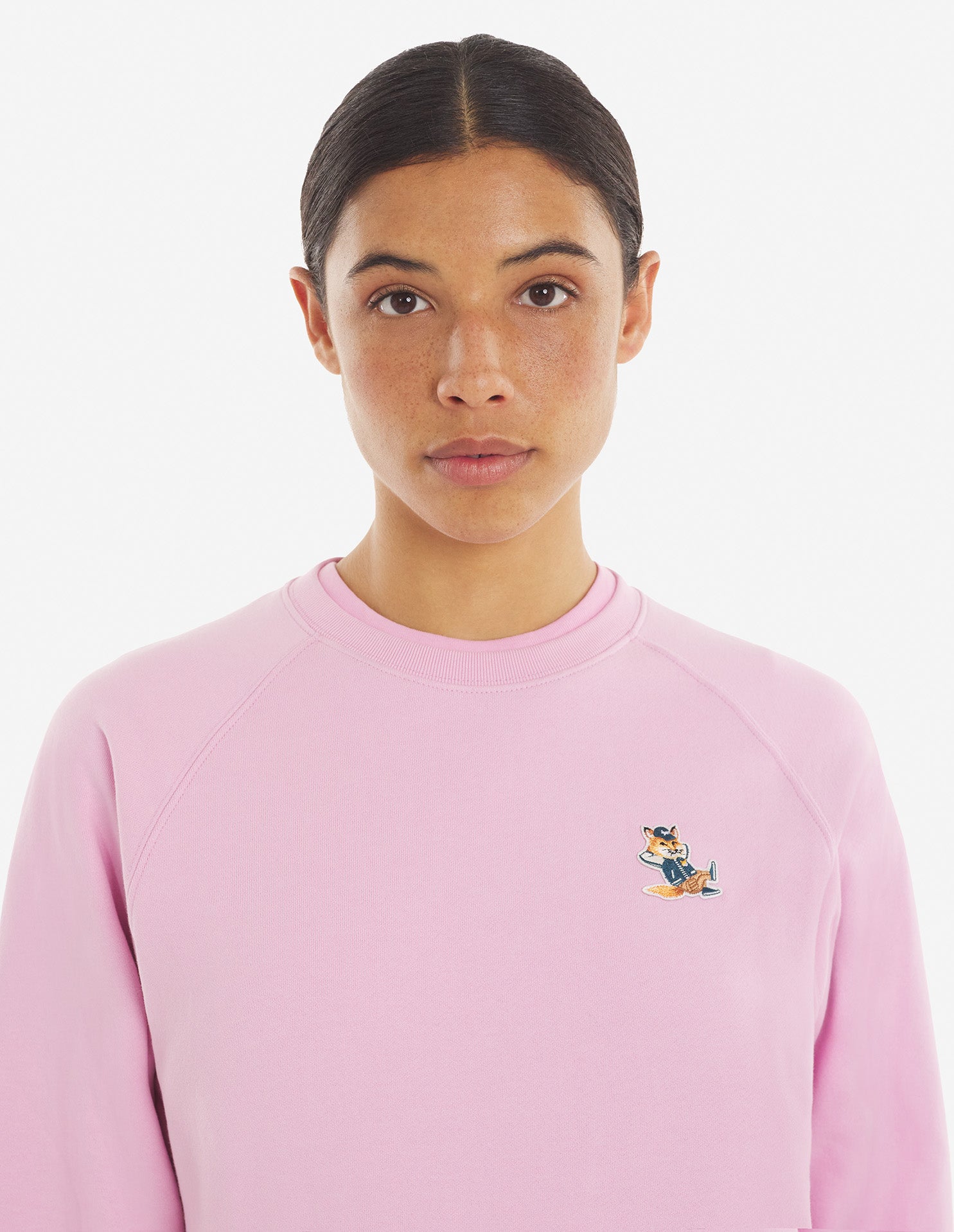 Dressed fox patch adjusted sweatshirt, Dusty Rose