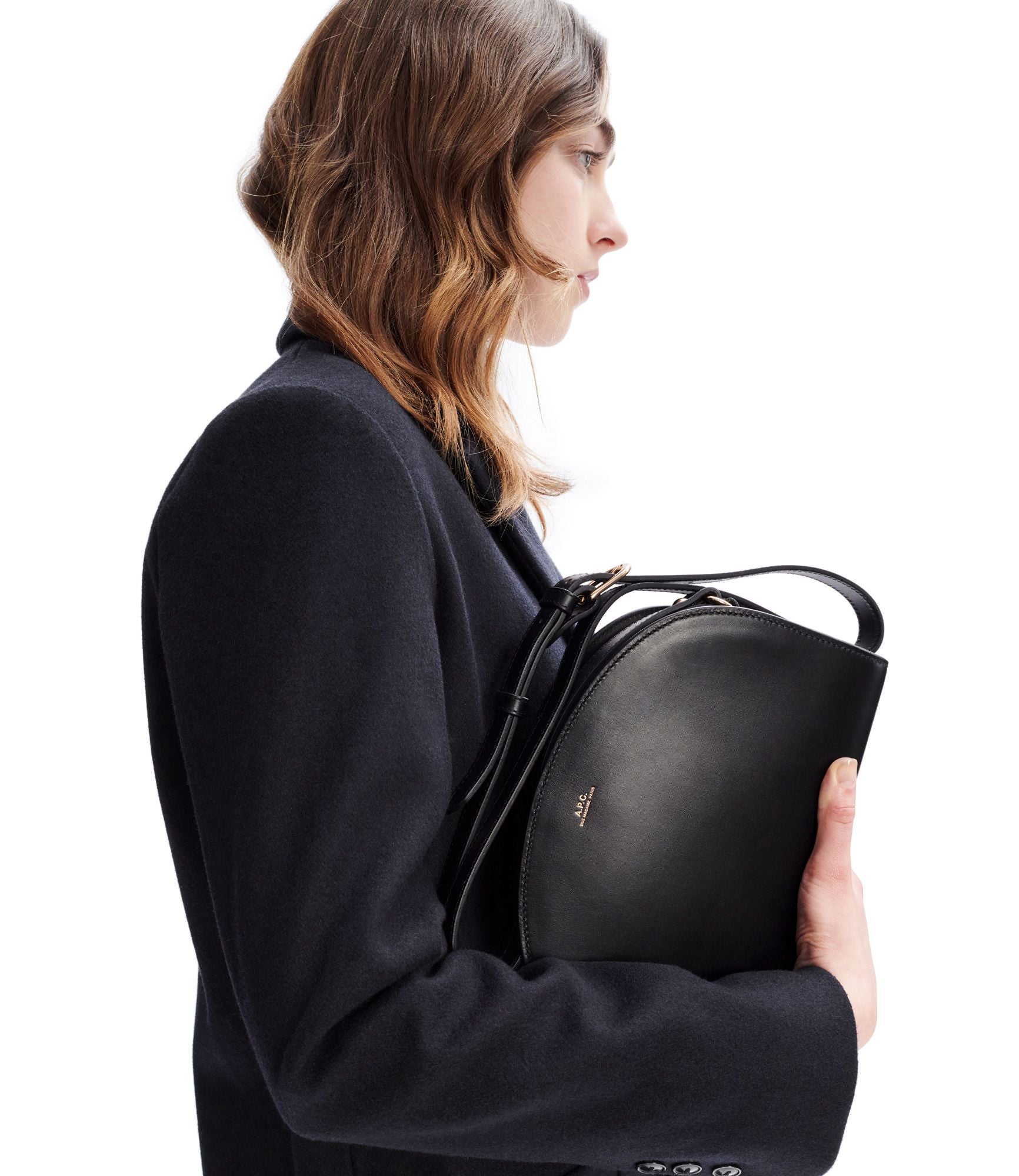 Demi lune bag, black (smooth leather)